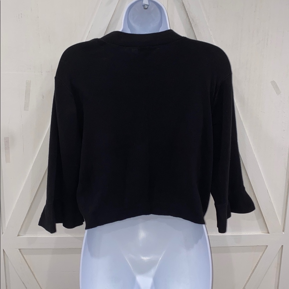 Talbots Solid Black Cotton Blend Open Front Cropp… - image 8